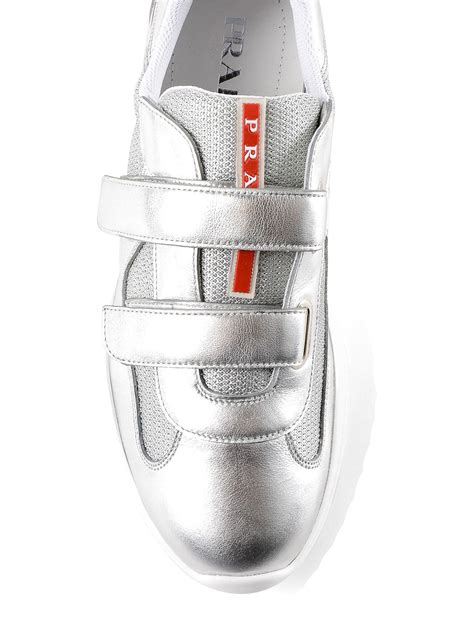 prada silver chunky trainers
